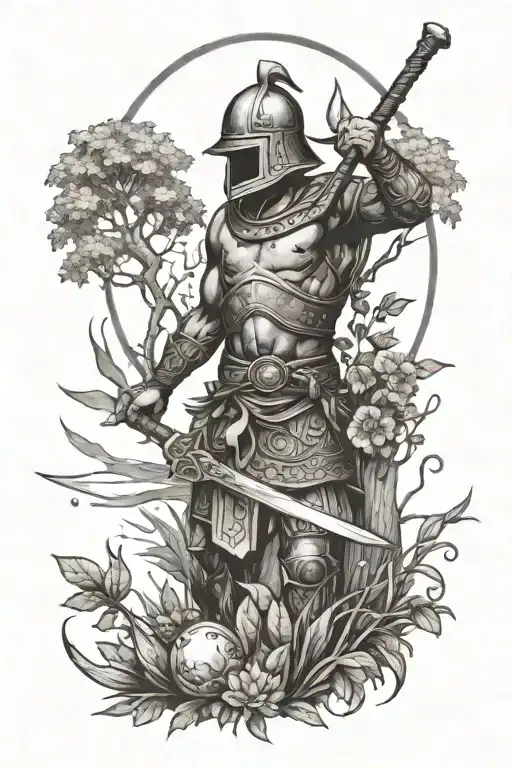 Simple Warrior In A Garden Chop Wood Carry Water