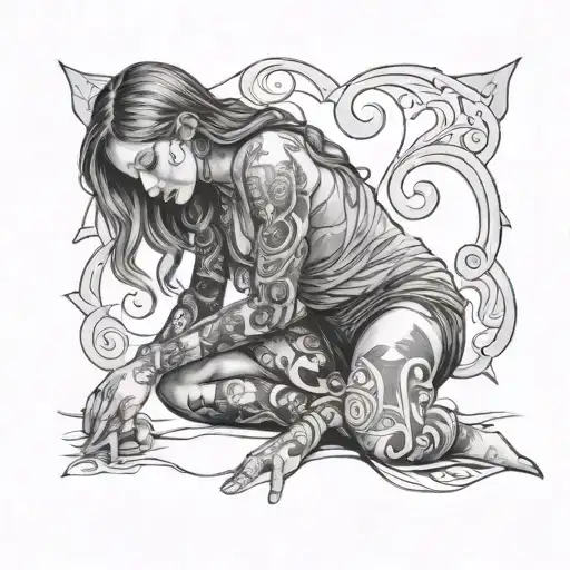 Image Of A Woman On Her Knees Looking Up With Love And Devotion