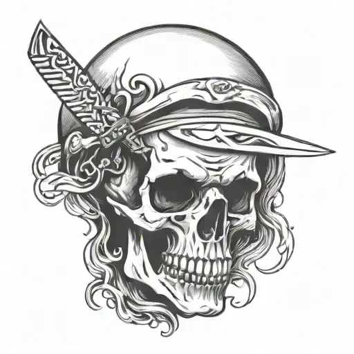 Skull Knife Through Head Profile Holding