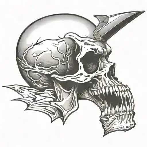 Plain Skull With Knife Through Mouth Open