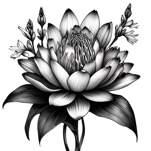 Water Lily Gladiolus And Larkspur