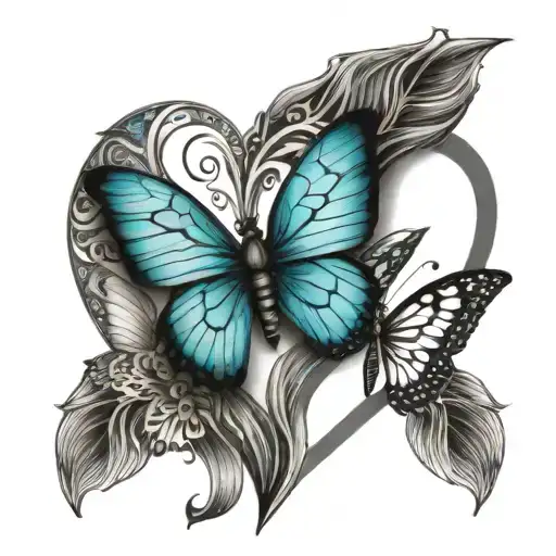 Butterfly Dragonfly Heart Turquoise Wolf