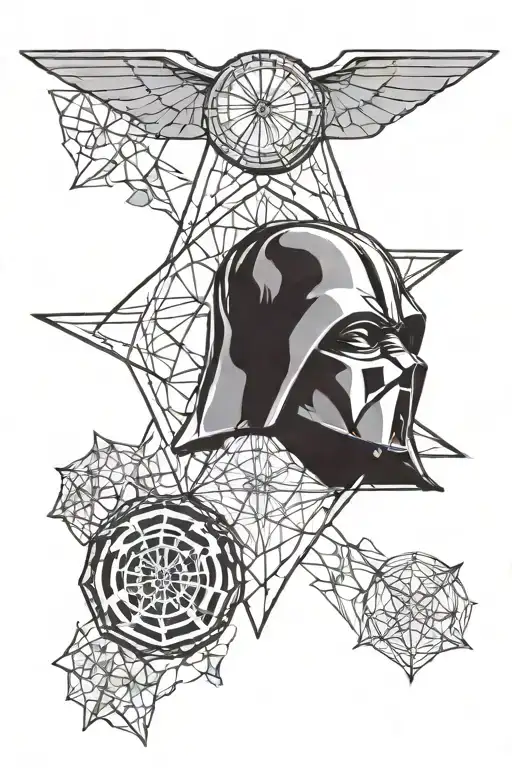 Geometric Tattoo With Designs From Star Wars And Harry Potter