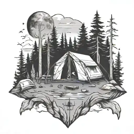 Camping Basic Forearm Tattoo Idea