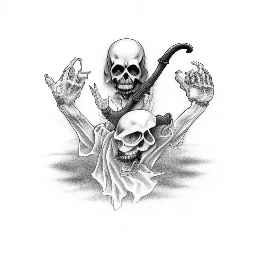 Arm Sleeve Of Life And The Grim Reaper Reaching Out Touching Each Other