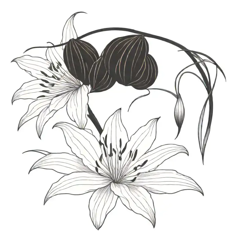 Floral Black Red Spider Lily