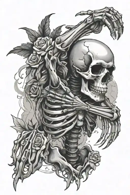 Skeleton Hand Grabbing Hips And Pointing Down