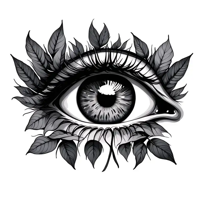 Eye Surrounded By Plant Leaves