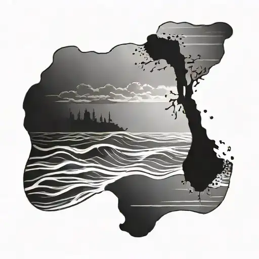 Ocean Footprint Silhouette