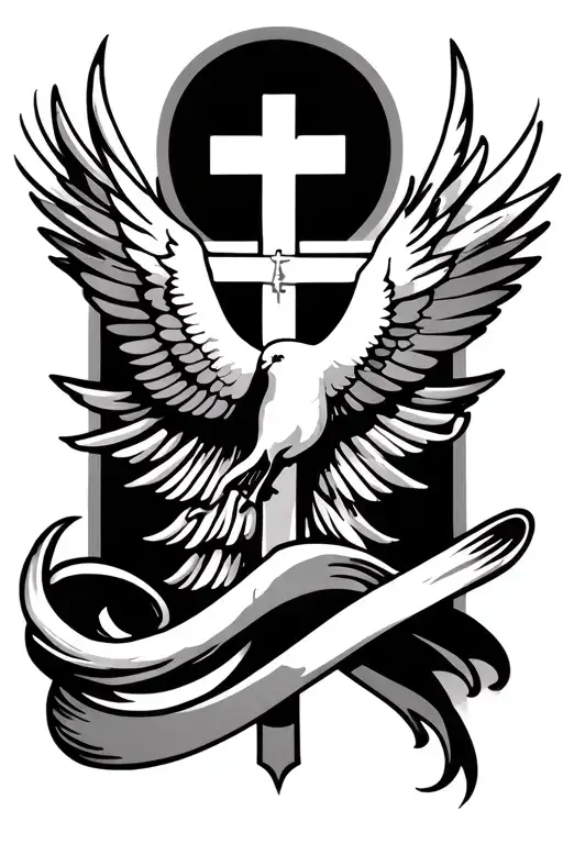 Holy Spirit And Cross Tattoo Design Dove Jesus Religious Catholic