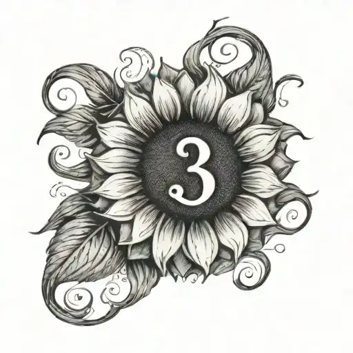 The Number 33 With A Sunflower Growing