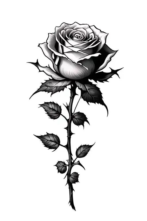 Rose With Thorns On The Stem