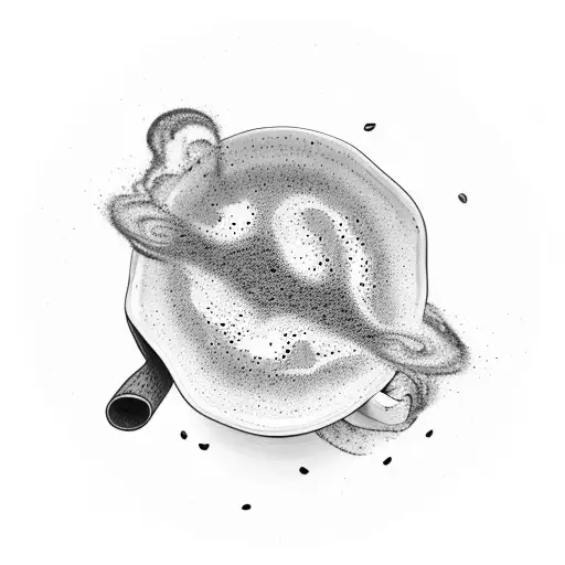 A Coffee Cup Surrounded By Swirling Galaxies