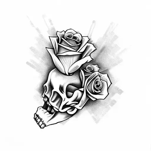 Glock With Roses On A Skeleton Hand
