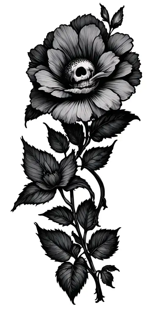 Simple Outline Dead Flower Sleeve Spooky