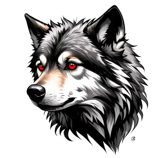 Wolf With Red Eyes