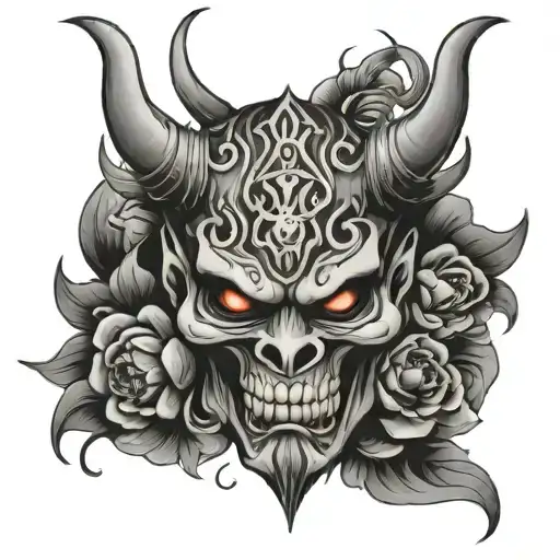 Oni Mask & Skull Adorned