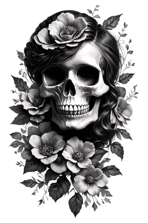 Feminine Skull And Flowers