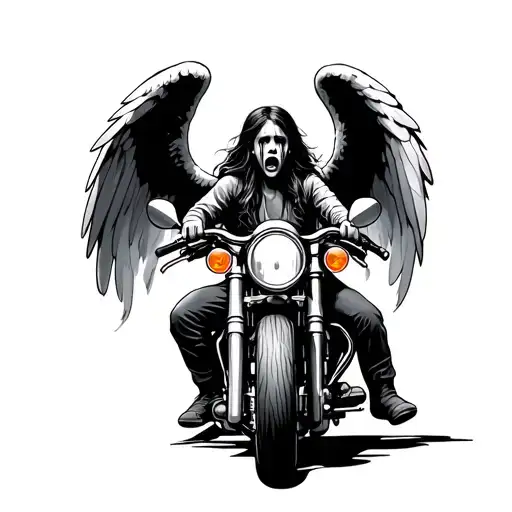 Crying Angel And Motorcyclist