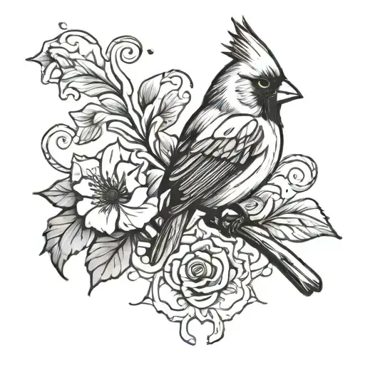 Needle And Thread With Cardinal