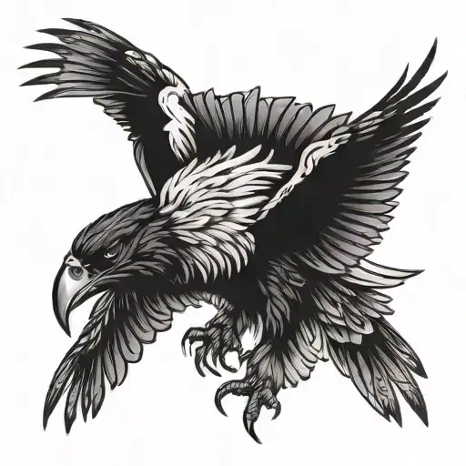 Odin Coming Out Of The Mouth Of A Crow With Open Wings