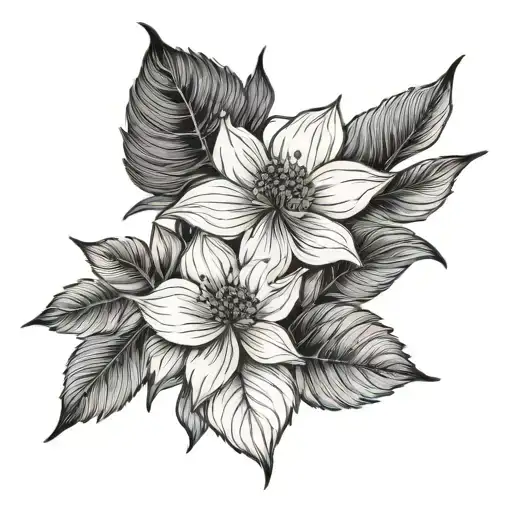 Flower Large Black Leaves