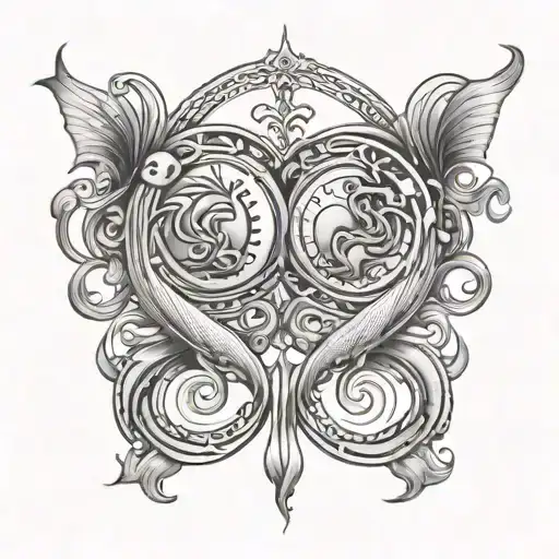 Zodiac Sign Aquarius And Pisces Sign Mixed Together Small