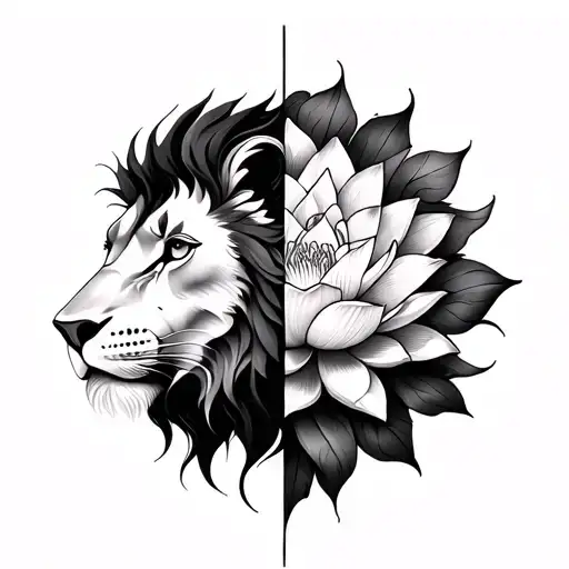 Half Lion Half Lotus Flower