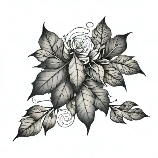 Leaves Running Down The Arm Along With A Date On The Wrist