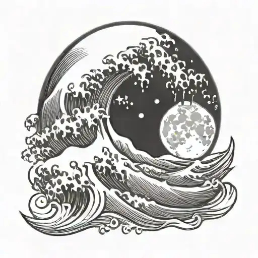 Moon With Wave Crashing