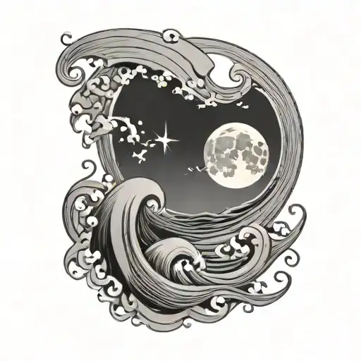 Moon With Waves Forming The Shape