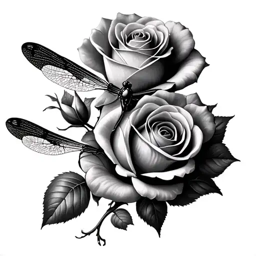 Rose And Dragonfly