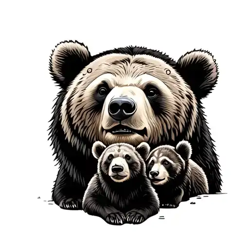 Papa Bear And Cubs
