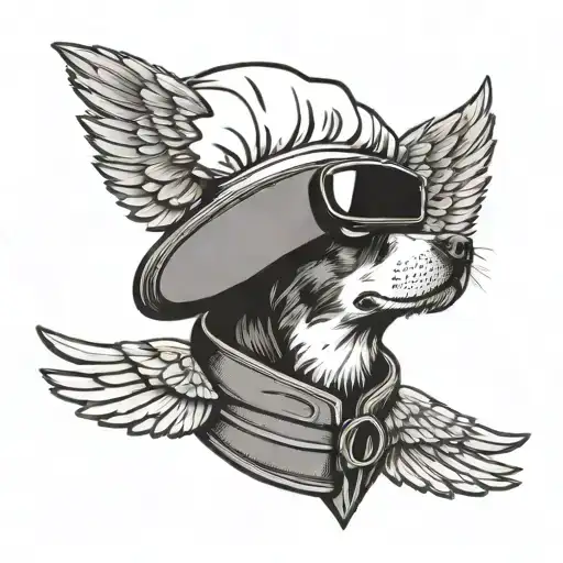 A Pilot's Wings Morphing Into A Chef's Hat With A Dog Peeking Out