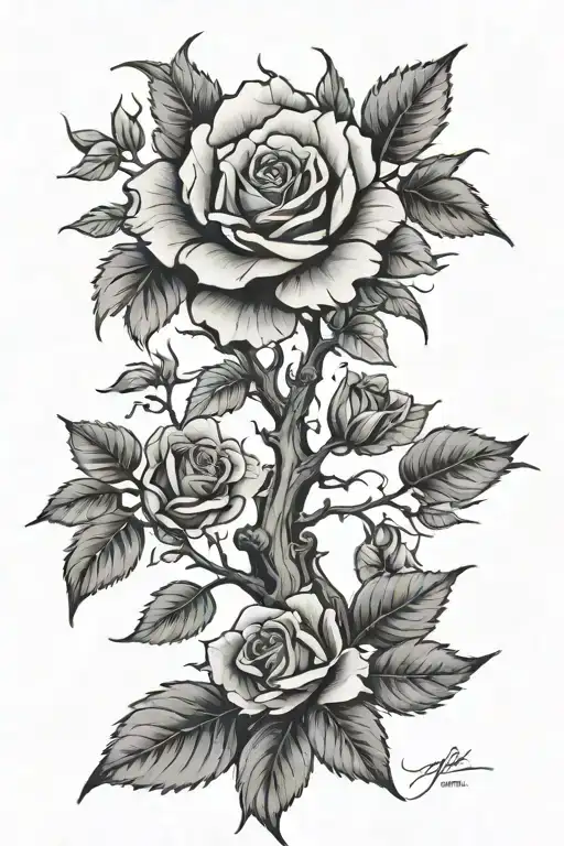 Tree And Black Rose