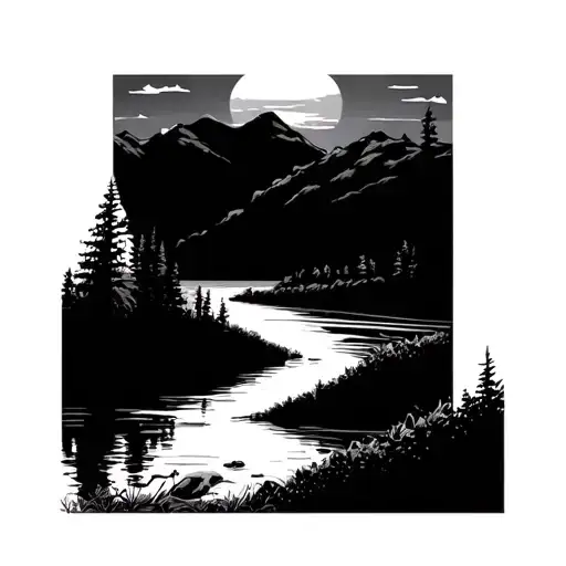 Background Of A River And Sunset