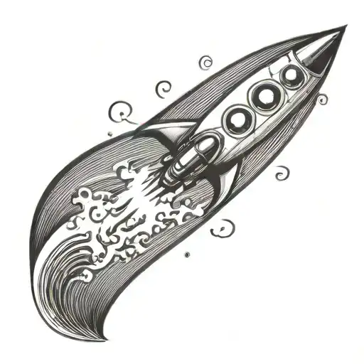 Rocket Ship Blasting Music Waves