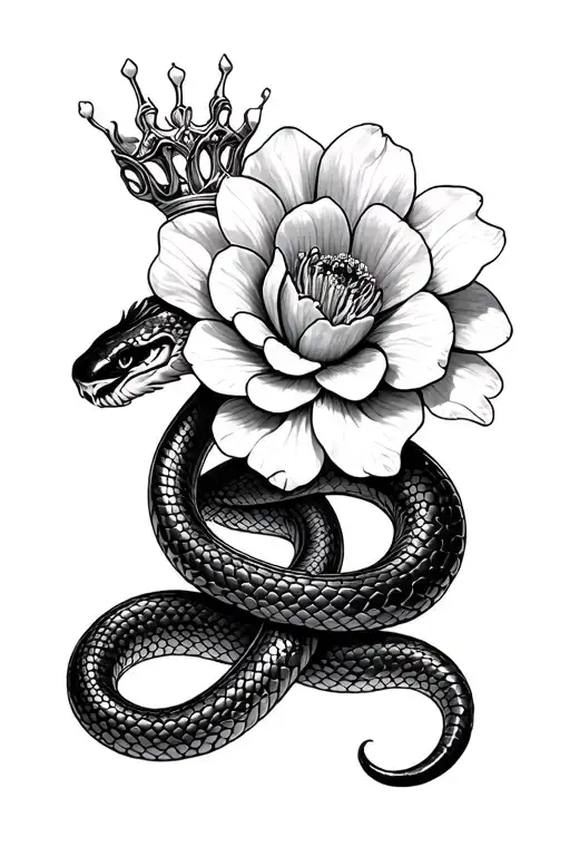 King Snake With Flower