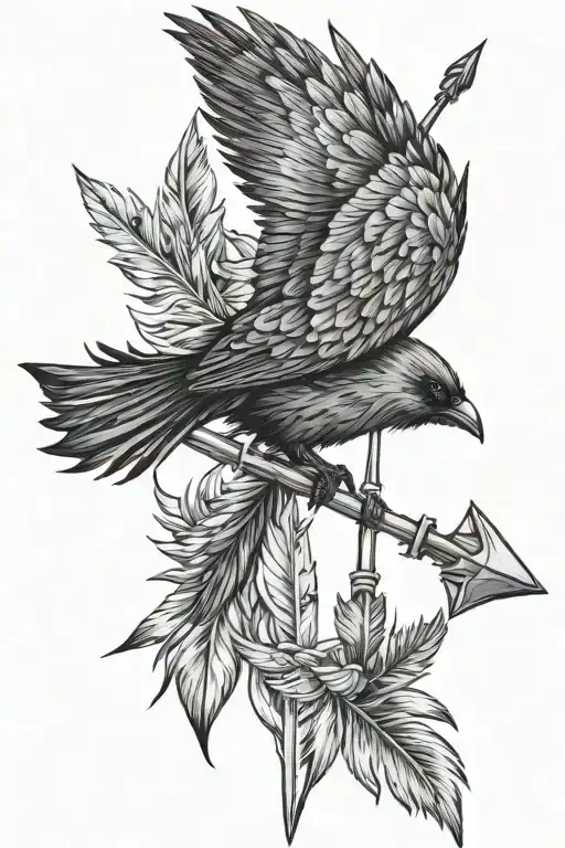 Arrow With Raven Feathers