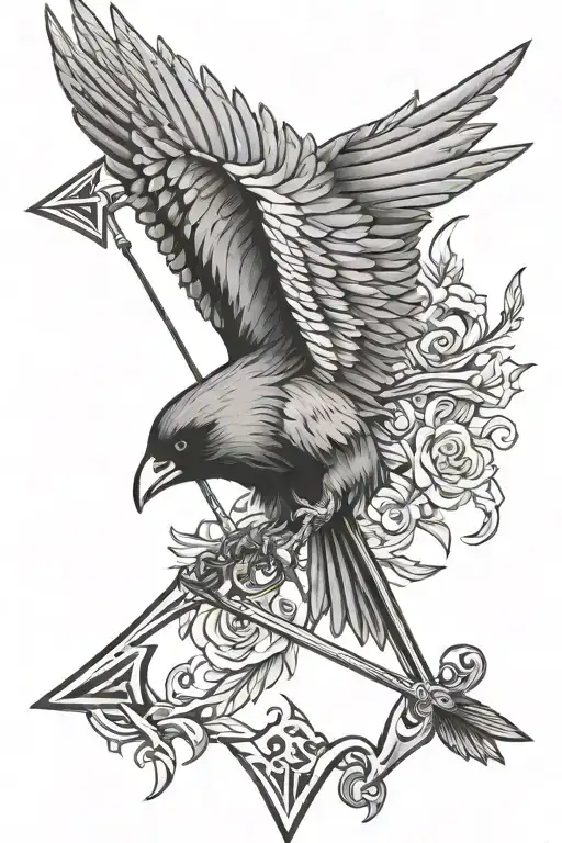 Arrow With Raven Wings On Bottom