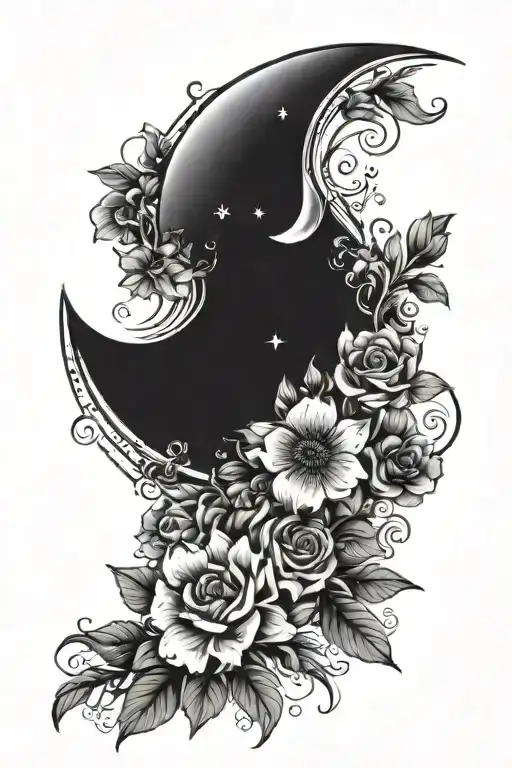 Moon And Flowers Wrapped