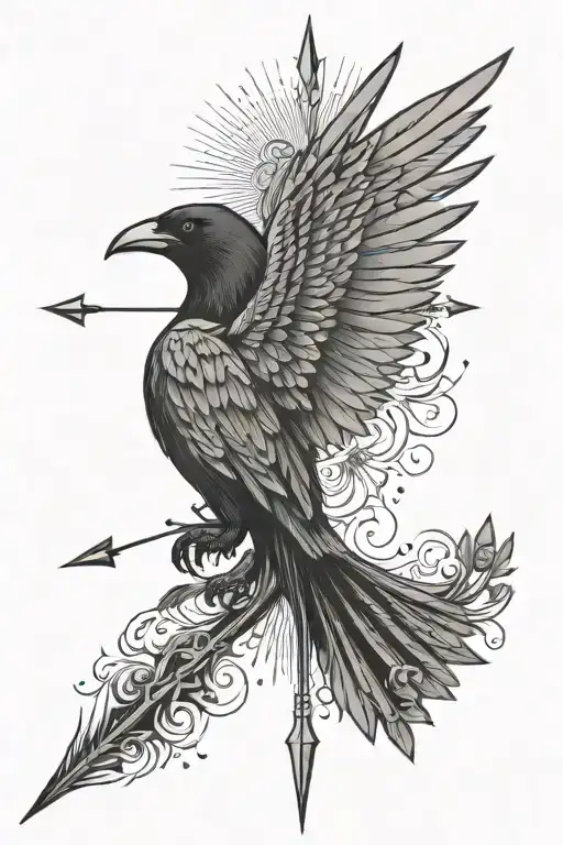 Arrow With Raven Wings For Flights