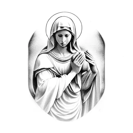 Michaelangelo's Virgin Mary Praying With A Rosary