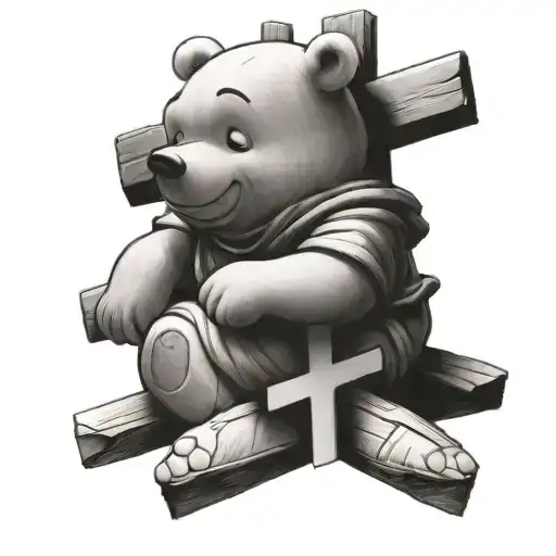 Pooh Bear On A Cross