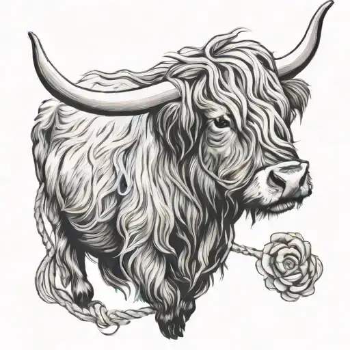 Highland Cow With Lasso Wrapped