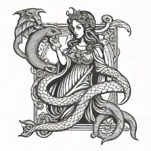 Virgo With A Snake On A The Fool Tarot Card