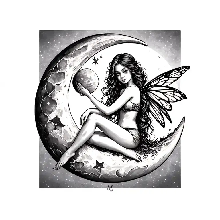 Fairy Sitting On The Moon
