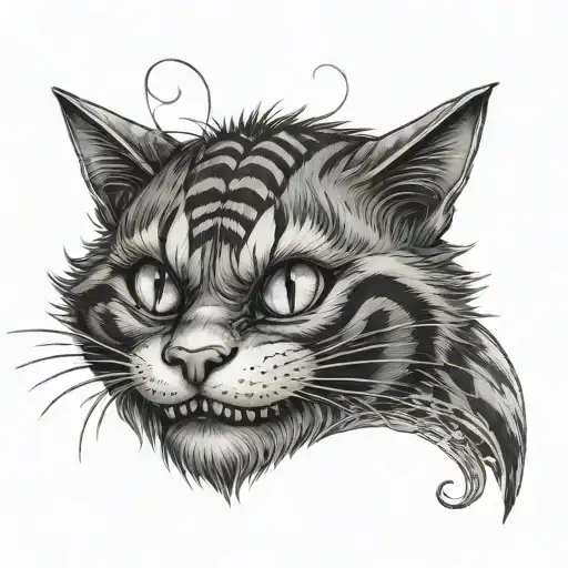 Cheshire Cat From Alice And Wonderland Thigh Tatoo