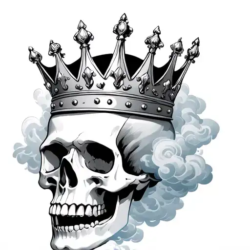 Crown On A Skull Surrounded By Clouds