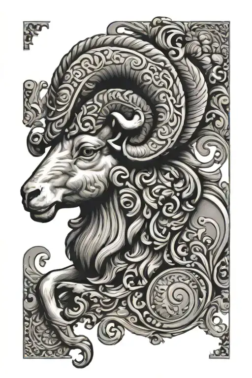 Versace Theme Aries Ram With Croatian Coat Of Arms And Knights